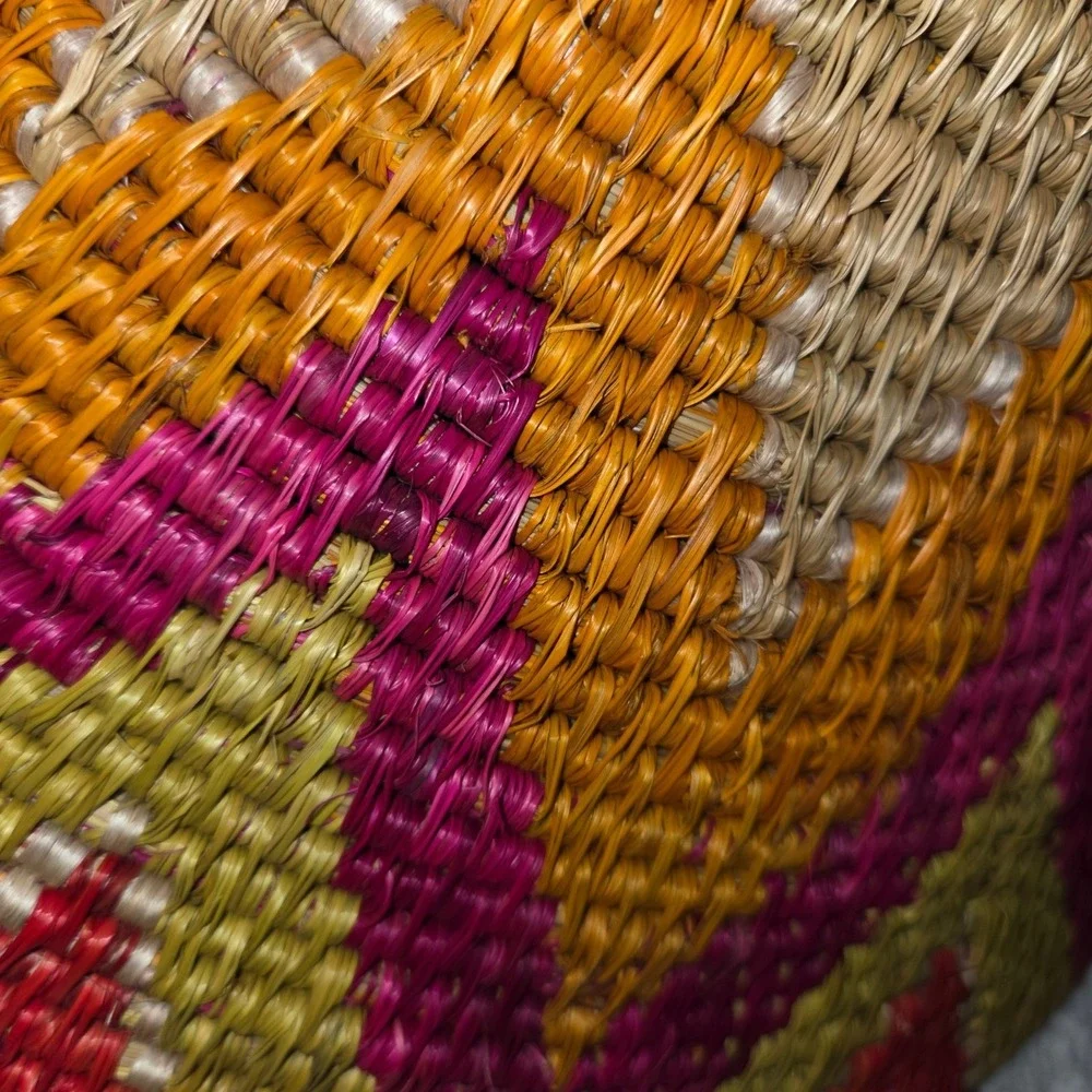 Artisan Woven Basket Bowl Colorful Boho‎ Decor Decorative Fruit Basket Bohemian